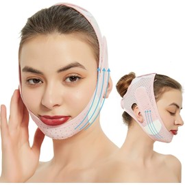 XTYAU Beauty Face Contouring Sleeping Mask Chin, Reusable V Line Lifting Mask,V Line Face Masks, Face Strap Mask Chin Up Mask Face Double Mask Chin (Pink)