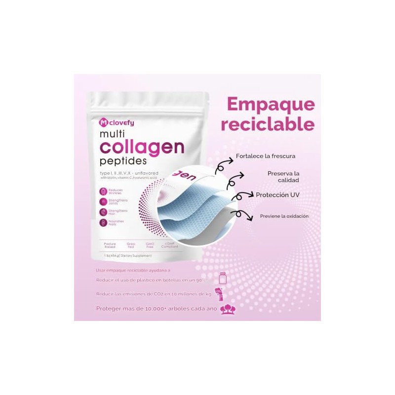 Polvo de péptidos de colágeno múltiple, 16 oz - Suplemento