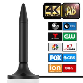 TV Antenna for Smart TV, 2024 Clear 4K HD Digital TV Antenna Indoor 300+ Miles Range with Amplifier Signal Booster Support All Television - 10ft High Performance Coax Cable