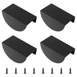 MOROBOR Finger Edge Pulls, 4pcs Half Moon Shaped Cabinet Pulls, Aluminum Alloy Wardrobe Drawer Handles with Mounting Screws for Cupboard Cabinet Wardrobe Drawer/Black
