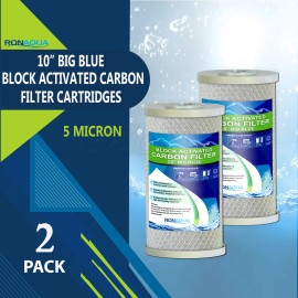 Ronaqua 2 pcs Big Blue CTO Carbon Block Water Filters 4.5" x 10" Whole House Cartridges