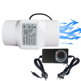 IINCOOY 10W Ventilation Fan 3 Inch Inline Duct Fan 12V Turbo Blower Fan Hot Air Cooling Fan for Hydroponics, Vents, Grow Tents, Greenhouse (Color : Adjustable Speed, Size : 3IN/10W)