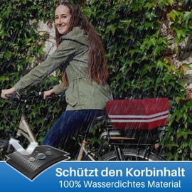 HiLo sports Rain Cover Bicycle Basket – [For All Rear Bicycle Baskets] – Waterproof Bicycle Basket Cover Rear – Cover Bicycle Basket with Reflectors