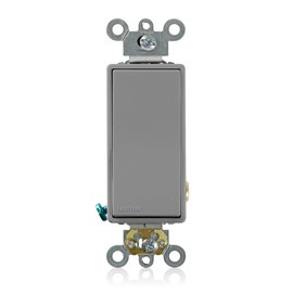 Leviton 20 Amp, 120/277 Volt Decora Plus Rocker Single-Pole AC Quiet Switch, 5621-2GY, Gray