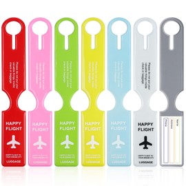 Caianwin 6 Pcs Luggage Tags PVC Suitcase Tags Waterproof Luggage Labels with Name ID Card, 6 Colors Baggage Labels Bag Tags Travel Accessories for Luggage and Checked Luggage