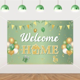 Kreatwow Welcome Home Decorations Welcome Home Backdrop Banner Sage Green 4.92 x 3.28ft We Missed You So Much Decor Homecoming Family Returning House Warming Military Retirement Welcoming Back Baby