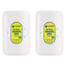 Earthbath Hypo-Allergenic Grooming Wipes - Fragrance Free Aloe Vera, Vitamin E, Gentle on Sensitive Skin, Good for Dogs & Cats - Handily Clean Your Pets' Dirty Paws & Undercoat - 100 Count, Pack of 2