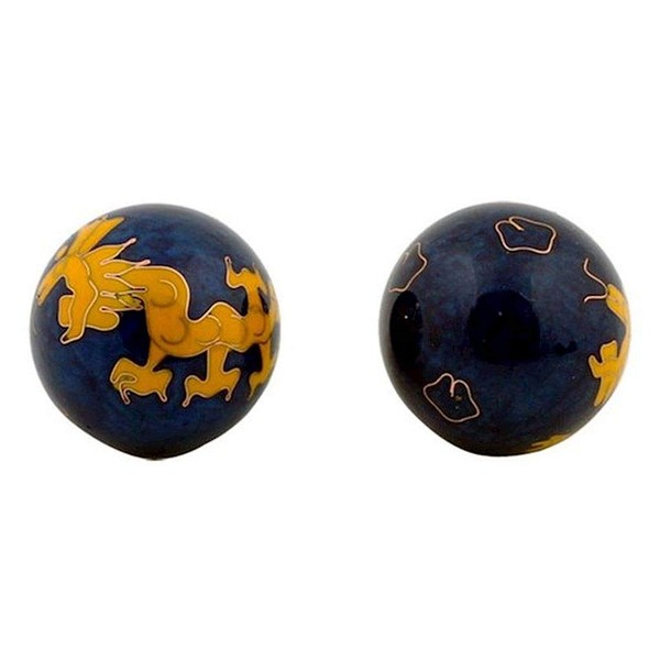Chinese Health Balls with Yellow Dragons. Each ball when rolled makes a gentle chiming sound. Balls come in a traditional chinese presentation box. by Huang