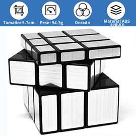 Cubo de Rubik Tridimensional 3x3, Juguetes de Juego de Rompecabezas de Fiesta de Cubo Mágico, Juguete Antiestrés Que Agiliza tu Mente, Juego de Mesa para aliviar el estrés (Plata)