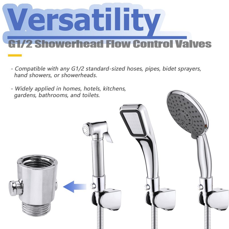 Mesee 3 Packs Shower Head Shut Off Valves G1/2 Universal
