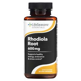 LifeSeasons Rhodiola Root 600mg per 2 Capsules – Adaptogenic Supplement for Natural Energy Mental Clarity Mood Balance Stress Support – 60 Vegan Capsules, Non‑GMO, Gluten‑Free