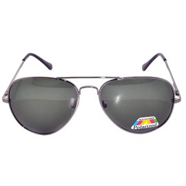 Set of 3 Polarized Classic Aviator Sunglasses Green Lens Gun Metal Frame Spring Hinge