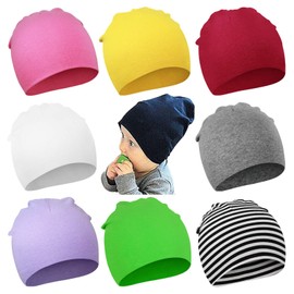 Dreshow Unisex Beanie Hats, Boy’s Spring Hat, Toddlers, Reversible, Jersey Slouch Beanie, Clothing, Unisex, Infant Hat, Nursery Hat, Pack of 8