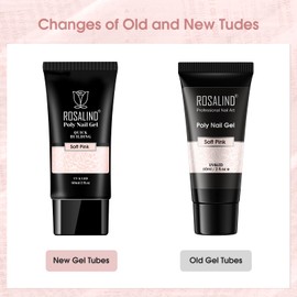 ROSALIND Pink Poly Nail Gel, 2 oz Nude Poly Extension Gel for Nail Natural Builder Pink Gel,Poly Extension Long-Lasting Enhancement