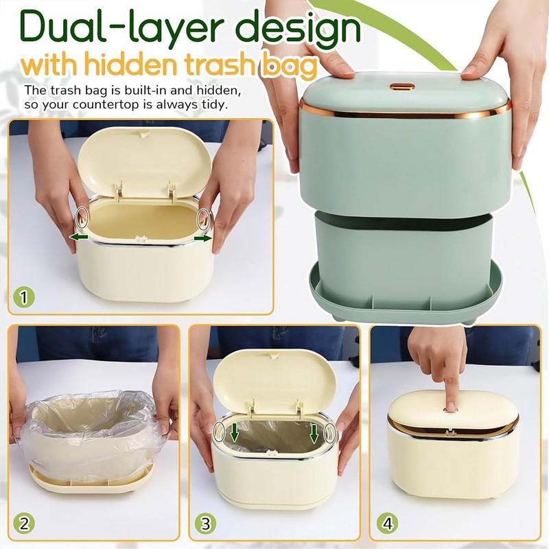 AIMALL Self-Designed Light Luxury Desktop Trash Can – Oval Storage