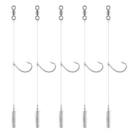Dr.Fish 10 Pack Drop Shot Rig/Texas Rig with Rolling Barrel Swivel Hook Leader Bullet Sinker Snell Fluorocarbon Fishing Line Sinker Plastic Worm for Bass Fishing Wacky Freshwater