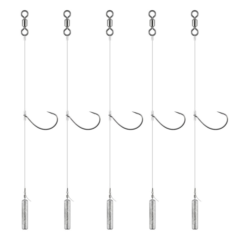 Dr.Fish 10 Pack Drop Shot Rig/Texas Rig with Rolling Barrel