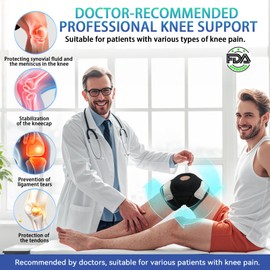 Knee Support Men Knee Brace for Women Adjustable Knee Support Brace for Arthritis, Meniscus Tear, Ligament Damage, Running, ACL Knee Bandage with Open Patella, 4-way Strap &Side Stabilizers Non-Slip