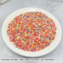YHYPOCI 100g 3mm Fake Sprinkles Polymer Clay Sprinkles Fake Candy Sprinkles Resin Sprinkles Clay Slices for Craft Sprinkles Decoration Scrapbook DIY Nail Art(Mix Color-4)