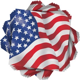 USA Flag Patriotic Luncheon Napkins (16cm) Pack of 16 - Premium Disposable Napkins for Parties & Celebrations