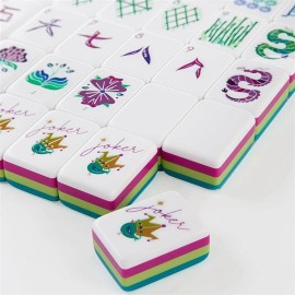 Wholesale  Peacock Blue Acrylic Engraved 4 Layer 160 Custom Luxury Sunday Travel Set America Mahjong TilesSize: 1.26*0.95*0.63, Color: Violet