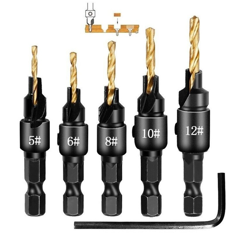 WMLBK 14PCS Countersink Drill Bit Set,Wood Plug Cutter Woodworking Screw