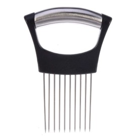 LETOOR, 1 PC Onion Holder Fork Chopper Peeler Stainless Steel Vegetable Slicer Tomato Cutter Meat Needle Chicken Kitchen Tool, 5.5 in, Black