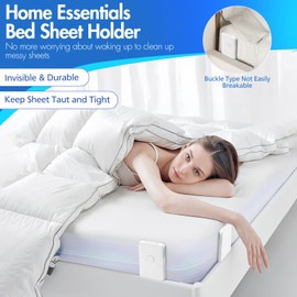 New Upgrade Bed sheet holders for corners - sheet straps & sheet holders to keep sheets firm & Tight, Duty Mattress Straps for No More Loose Sheets,Fits All Sheet Sizes, Easy One-Time Installation