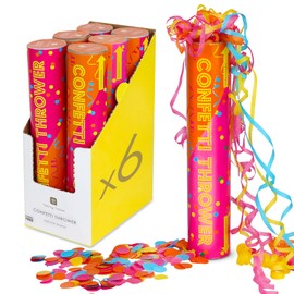 Talking Tables 6 x Eco Confetti Cannon for Birthdays Weddings Rainbow Coloured Paper Party Popper Paper Shooter Biodegradable Plastic-Free 22 cm