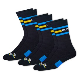 BLITZSOX Hi-Tech Performance Athletic Crew Length Socks for Men Women (Running, Tennis, Workouts & Fitness Training), Pack of 3 UK Size: 5-8