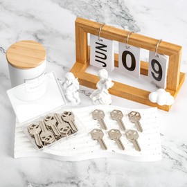 Lesnala 32pcs Uncut Blank Keys Bulk for House Door Lock Replacement Universal Kwikset Brass Finish Silvery KW1