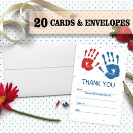 Color Thank You Cards for Kids, Fill In The Blank Thank You Cards for Color Art Theme Birthday Party Supplies Decor, Thank You Notes for Girls, 20 Cards With 20 Envelopes – (Ganxie07)