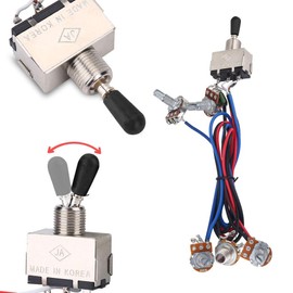 Tihebeyan Wiring Harness, 2 Volume 2 Tone 500K Pots 3 Way Switch Wiring Harness Electric Guitar LP pre Wired Pickups 2 pots