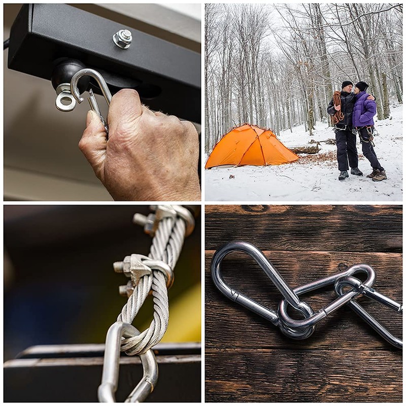 M6 x 60mm Steel Snap Hook Carabiner Clip Snap Hook