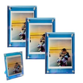 Vicyak Iridescent Acrylic Photo Frames 2x3 inch, Dual use for Desktop and Magnetic Attachment to Refrigerator, Ideal for Newlyweds and Gift-giving，4 Pack