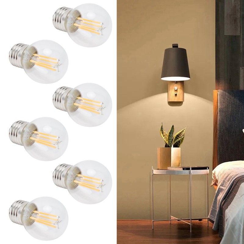 6PCS G45 E27 LED Light Bulb Transparent Glass Bulb Vintage