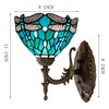 WXCFCD Tiffany Wall Sconce Lamp Blue Stained Glass Flower Style