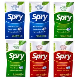 Spry On The Go Fresh Natural Xylitol Chewing Gum Dental Defense System - Aspartame-Free, Sugar-Free, Non-GMO (Variety, 55 Count - Pack of 6)