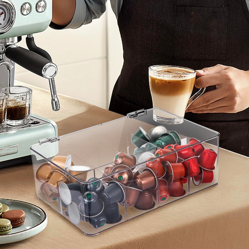 ZECENN Coffee Pod Holder Storage for Counter, Clear Organizer for