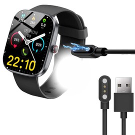 Compatible with Kuizil T70 Smart Watch 1.91" Charger, Blueshaweu 2 Pin Magnetic USB Replacement Charging Compatible with Kuizil T70 / WeurGhy T70 1.91" Smartwatch (Black)