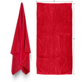 Royal Comfort Beach Towels Size 32"x64" Terry Velour Large and Heavy 16 Lb/Dz 100% Cotton (Salsa Red PMS 186-C)
