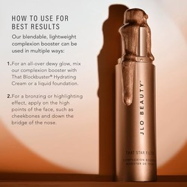 JLO BEAUTY Resaltador de maquillaje y bronceador para cara y cuerpo, potenciador líquido de la tez, gotas luminosas de imprimación iluminadora con vit