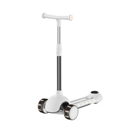 NAVIC K1 Kids Kick Scooter for Ages 3-8, 3-Wheel Scooter with LED Light-Up Wheels & Deck, 3 Adjustable Heights, Detachable Handlebar, Lightweight Scooter for Boys & Girls, Max Load 110 lbs (White)