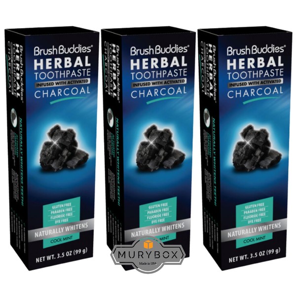 Brush Buddies Herbal Toothpaste with Activated Charcoal, 3.5 oz |
