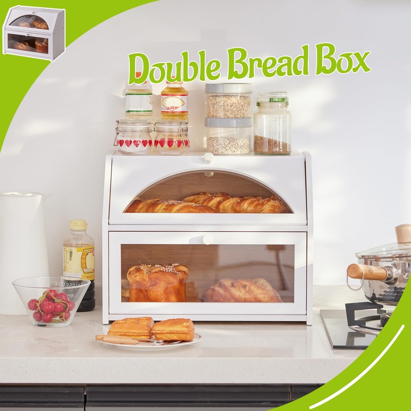 BMOSU Bamboo Bread Box for Kitchen Bread Storage And Organizer