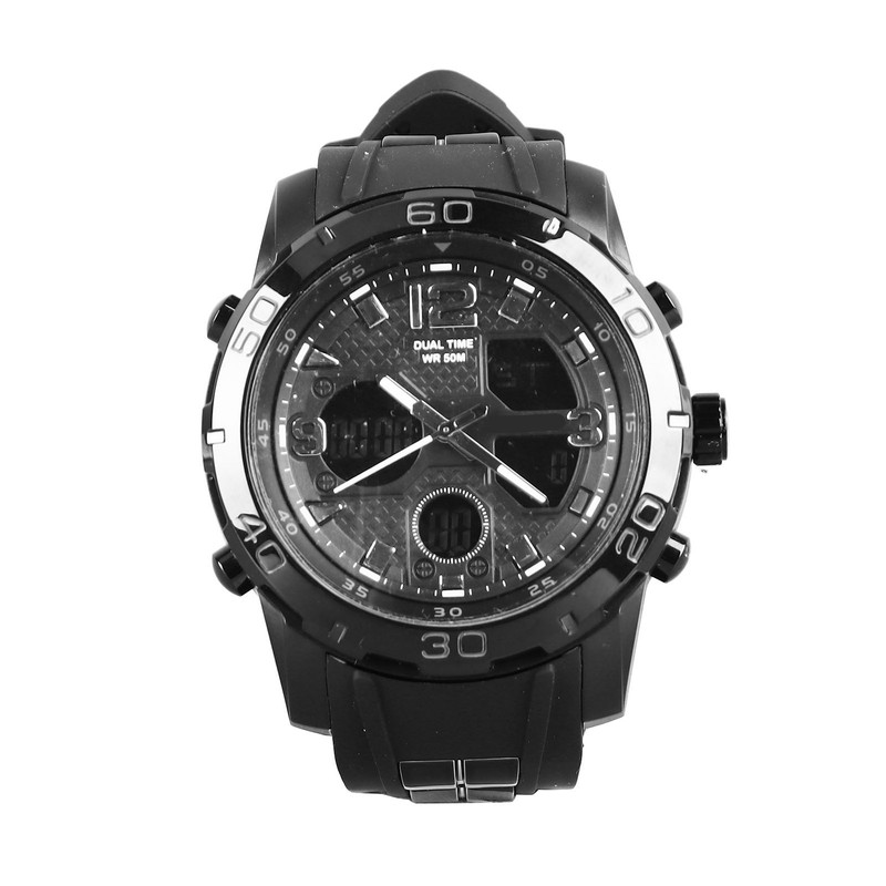 Men Digital Sports Watch Dual Dial Dual Time Display 50m