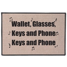 Wallet, Glasses, Keys and Phone Outdoor Doormat Low-Profile Water Absorption Mats Suitable for Garage Courtyard Bathroom Kitchen18X30 inch