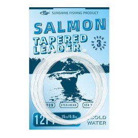SF Pre-Tied Loop Fly Fishing Salmon Tapered Leader Nylon(3 Packs) 12FT 18LB