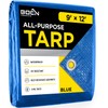 Multi-Purpose Large Tarp Waterproof Cover | Blue, 9' x 12'