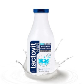 Lactovit - Gel Deo Action Hidratante y Nutritivo - Gel de Baño 3 en 1, para Cuerpo, Cara y Cabello - 500 ml - Jabón Líquido Corporal Ideal para Hombre - Efecto Desodorizante